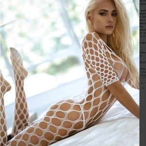 Large gauge fishnet bodystocking